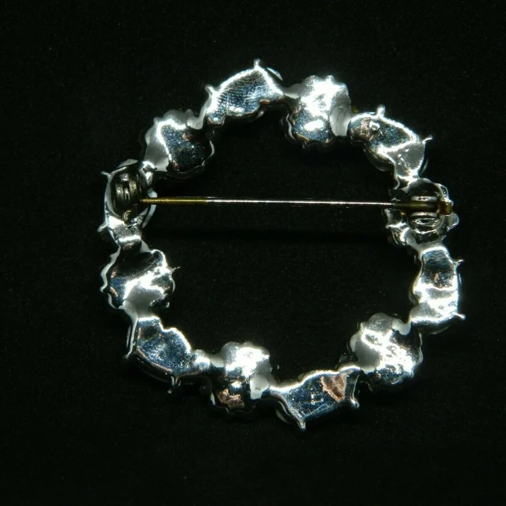 Clear Rhinestone Faux Baroque Pearl Silver Tone